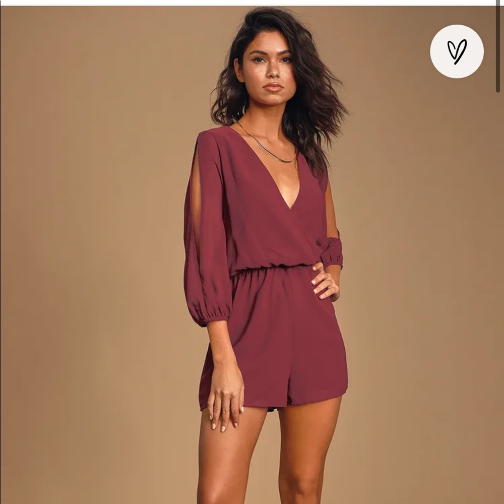 NWT Luck and love burgundy long sleeve romper